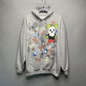 Disneyland Resort Hanes Gray Vinylmation Pullover Hoodie L All-Over Print